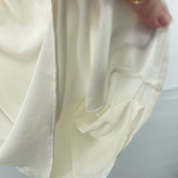 Ann Taylor Womens Drawstring Neckline Blouse Top Sleeveless Lined Cream XS - Picture 8 of 10